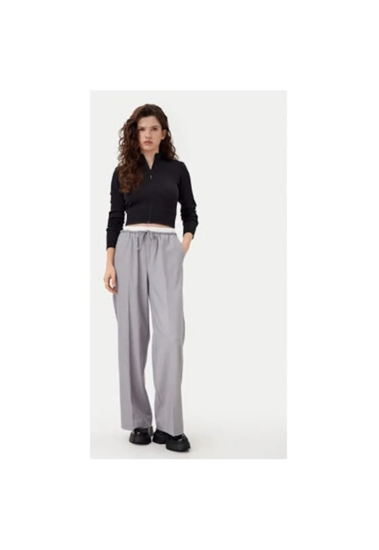 Pantaloni dama,  304907319, Poliester reciclat/Poliester, Gri, Gri