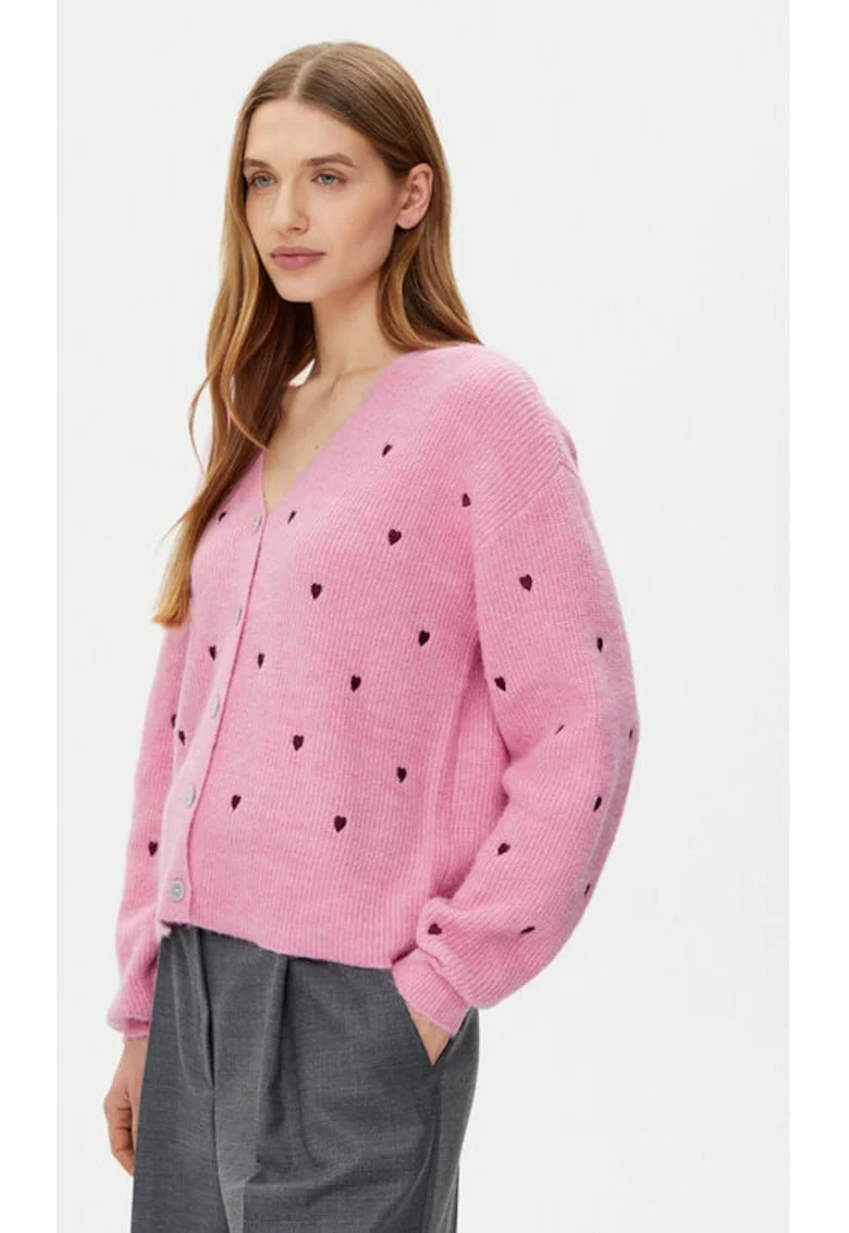 Cardigan dama,  304999789, Poliester reciclat/Acril, Roz, Roz