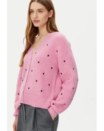 Cardigan dama,  304999789, Poliester reciclat/Acril, Roz, Roz