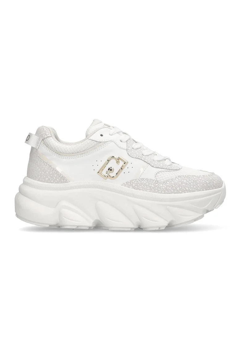 Pantofi sport cu talpa cu aspect masiv, Alb