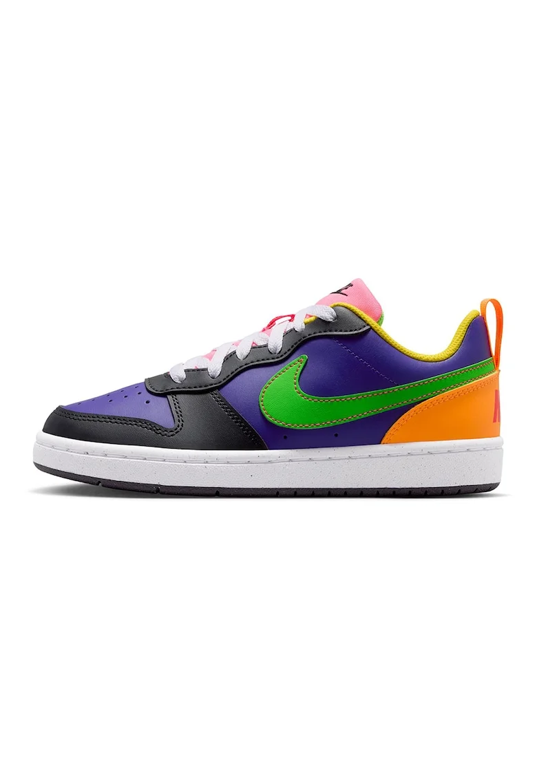 Pantofi sport Court Borough din piele ecologica, Violet/Verde neon/Portocaliu neon
