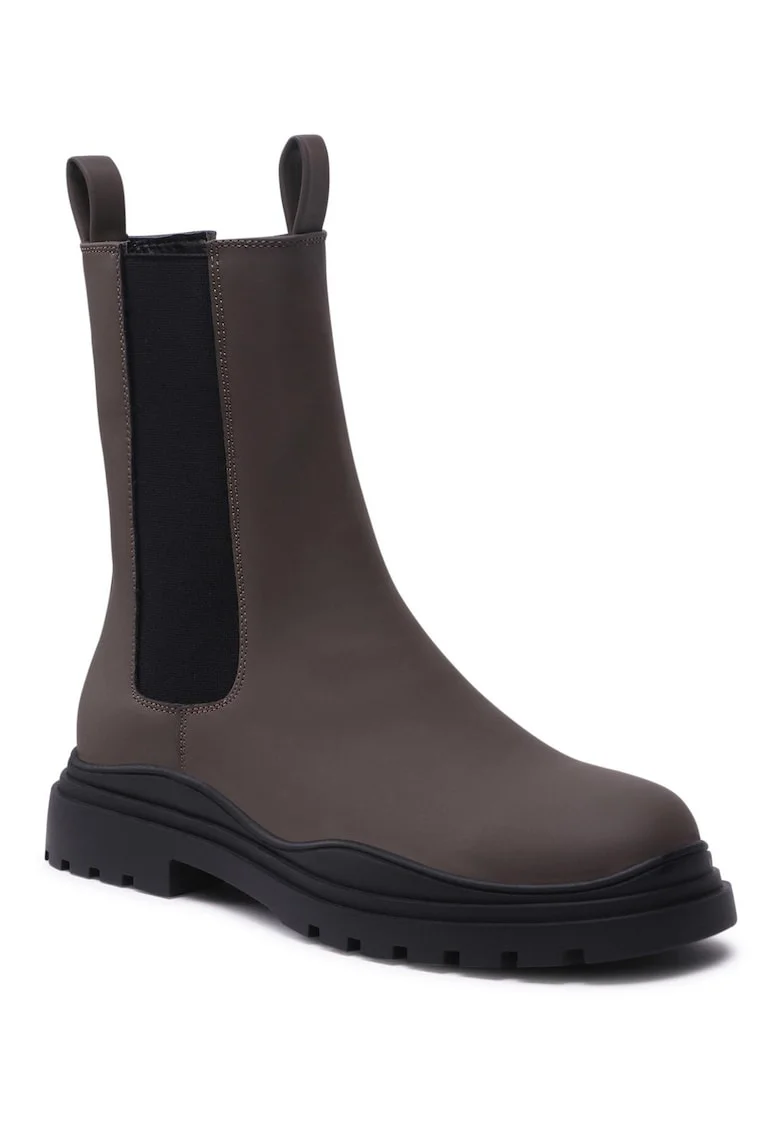 Botine femeie,  piele ecologica, verde,