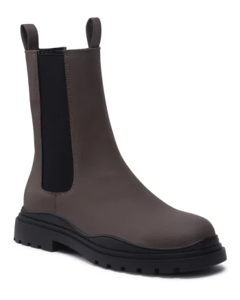 Botine femeie,  piele ecologica, verde,