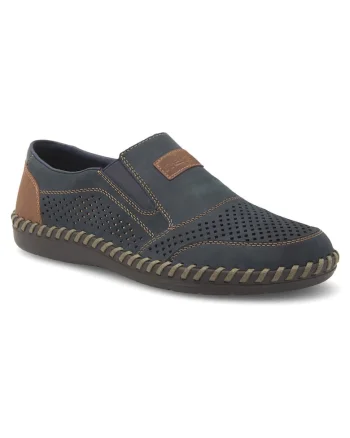 Pantofi barbatesti,  piele naturala, albastru,