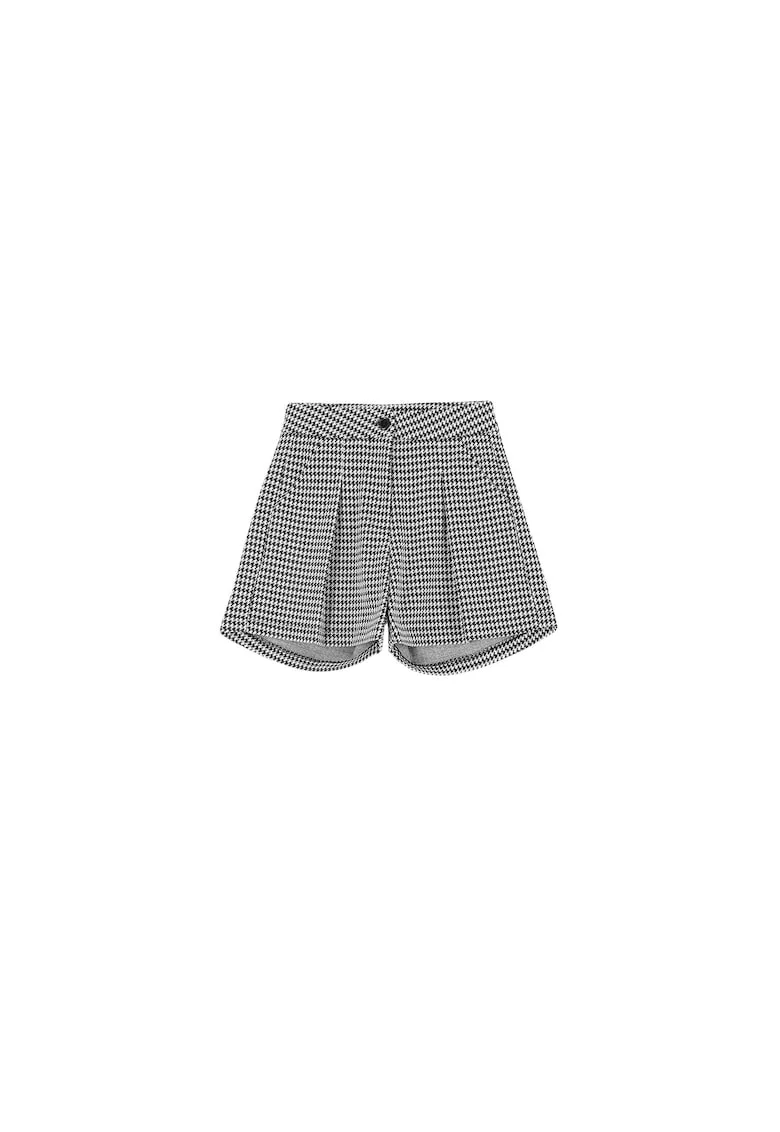 Pantaloni scurti fete  poliester/viscoza/elastan, alb/negru