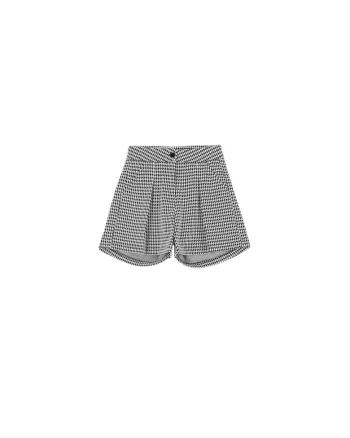 Pantaloni scurti fete  poliester/viscoza/elastan, alb/negru
