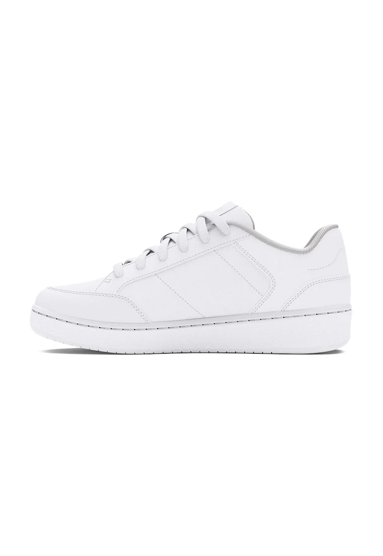 Pantofi sport de piele ecologica cu logo, Alb optic