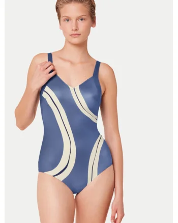 Costum de baie dama,  303574390, Poliamida/Elastan, Albastru, Albastru