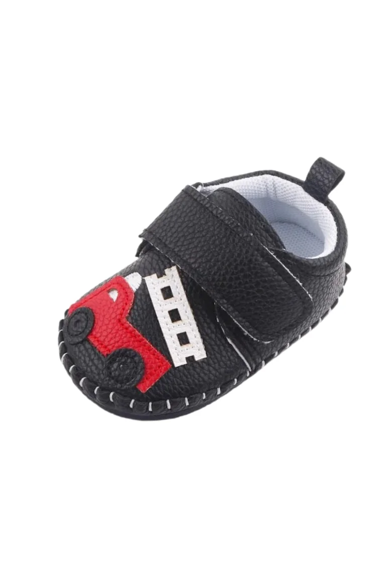 Pantofi  Model Masinuta, Elegant, Piele ecologica, Baieti, Negru