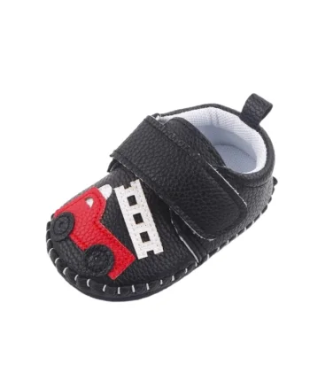 Pantofi  Model Masinuta, Elegant, Piele ecologica, Baieti, Negru