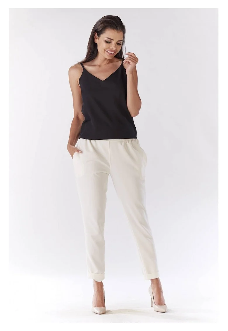 Top Lejer De Dama Cu Bretele,  Negru, Imprimeu Decorativ, Material Premium Din Poliester Si Elastan, Croiala Confortabila De Vara Cu Un Decolteu Elegant In Forma De V, Tinuta Versatila Usor De Asortat, Haine Casual De Lux, Negru