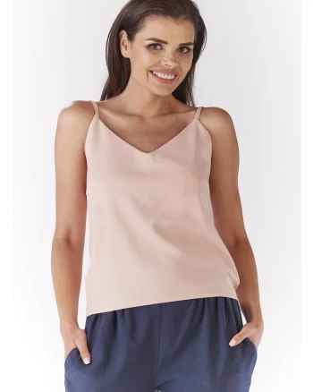 Top Casual De Dama Cu Bretele,  Imprimeu Decorativ, Material Prdwqfwqemium Croiala Confortabila Vara Cu Un Decolteu Elegant In Forma De V, Tinuta Versatila Usor De Asortat, Haine De Lux, Roz pudrat