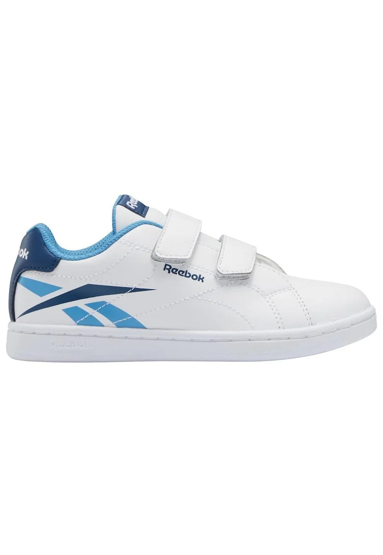 Adidasi copii  model clasic, alb, inchidere cu scai, talpa din cauciuc, logo multicolor