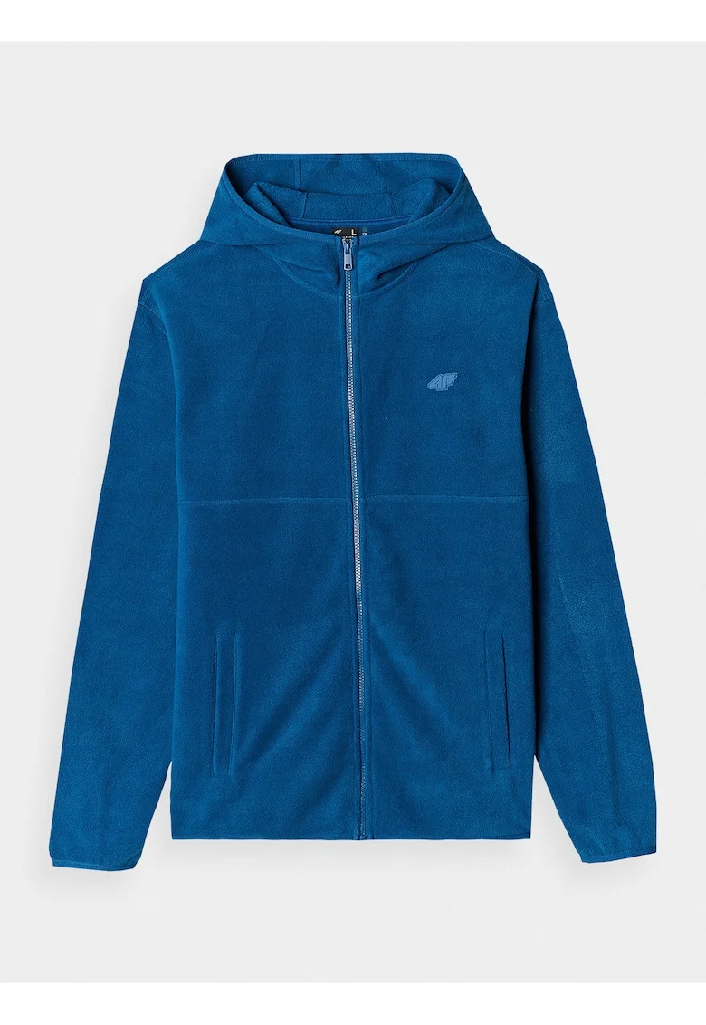 Hanorac barbati  fleece cu gluga, turcoaz, greutate medie, tehnologie 4F Warm