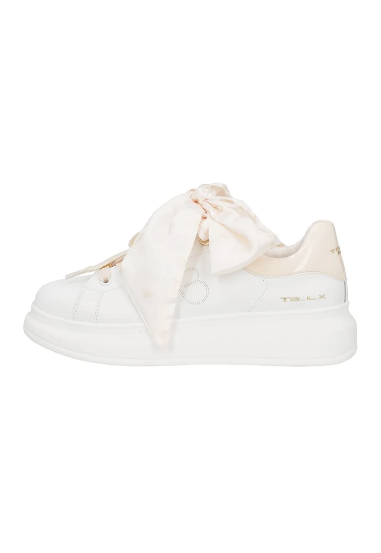 Pantofi sport cu sireturi din satin, Crem/Bej deschis