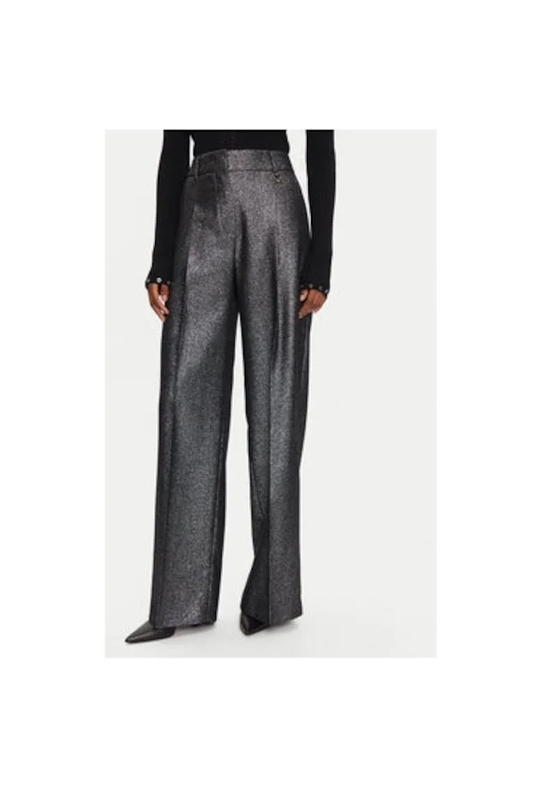 Pantaloni dama,  304346736, Lana/Poliester, Argintiu, Argintiu