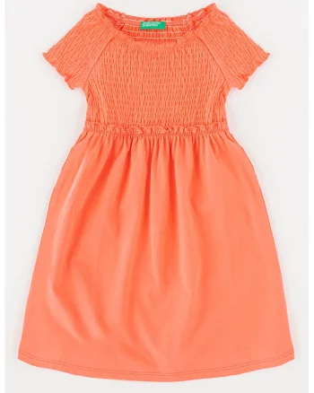 Rochie de plaja cu insertii elastice, Coral