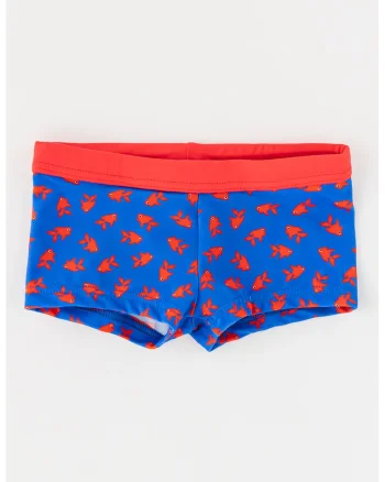 Pantaloni scurti de baie cu model cu pesti, Rosu/Albastru indigo