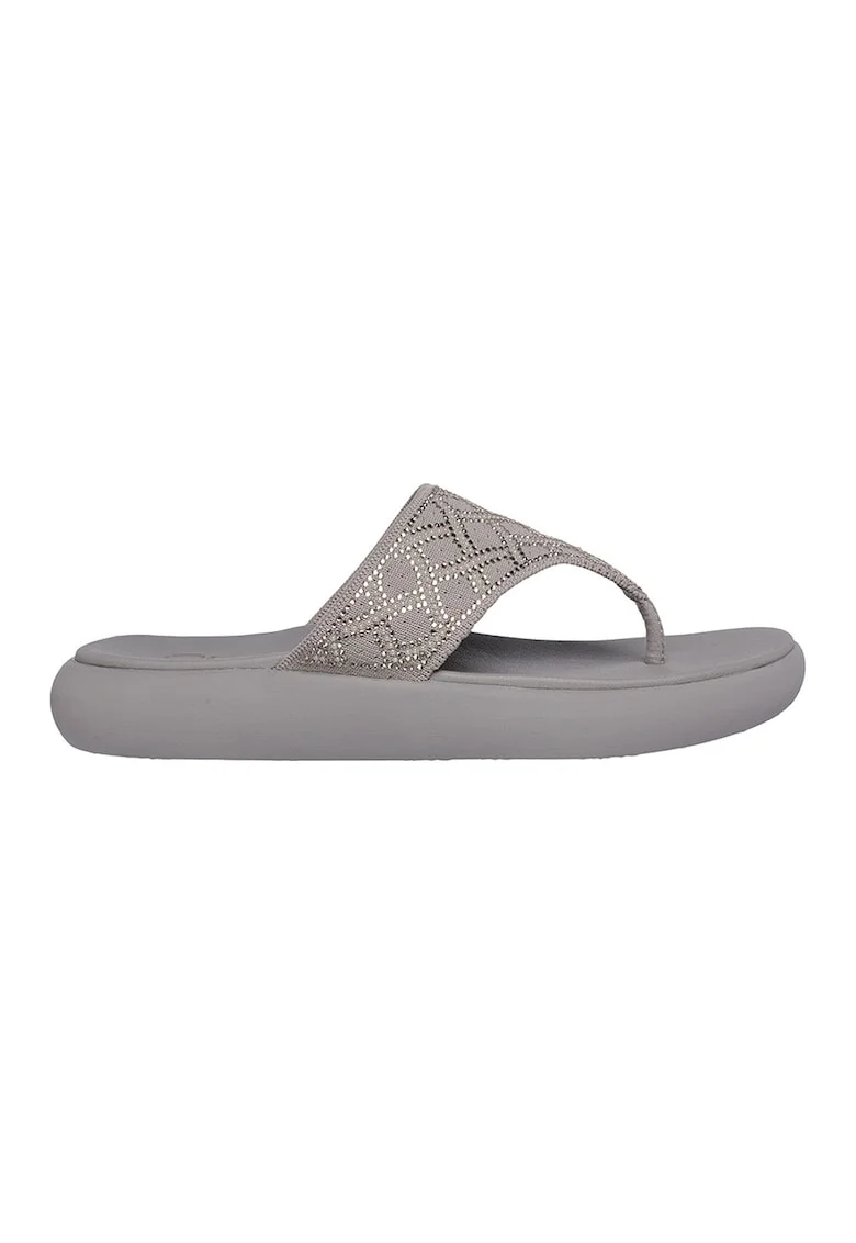 Papuci flip-flop cu strasuri Asana Luxe, Maro taupe deschis