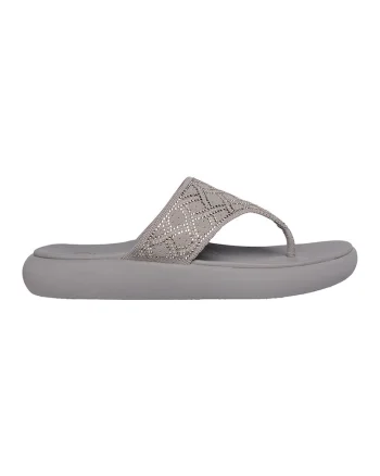 Papuci flip-flop cu strasuri Asana Luxe, Maro taupe deschis