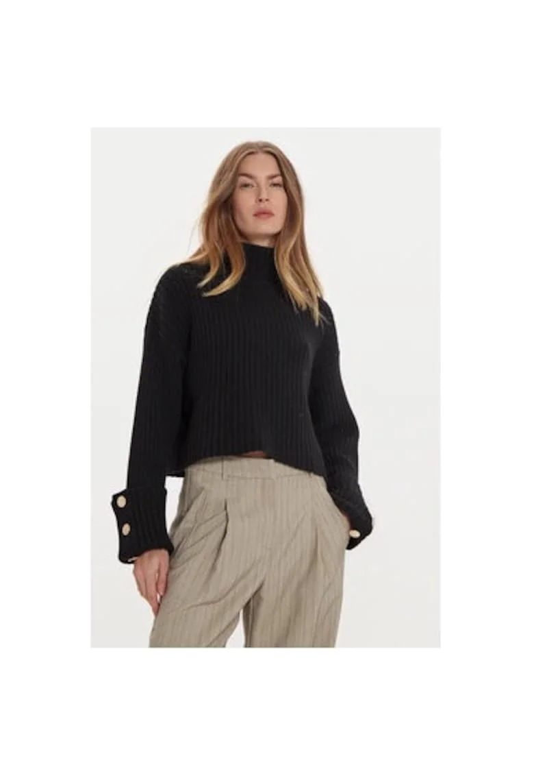 Bluza dama,  304948893, Viscoza/Poliamida/Lana, Negru, Negru