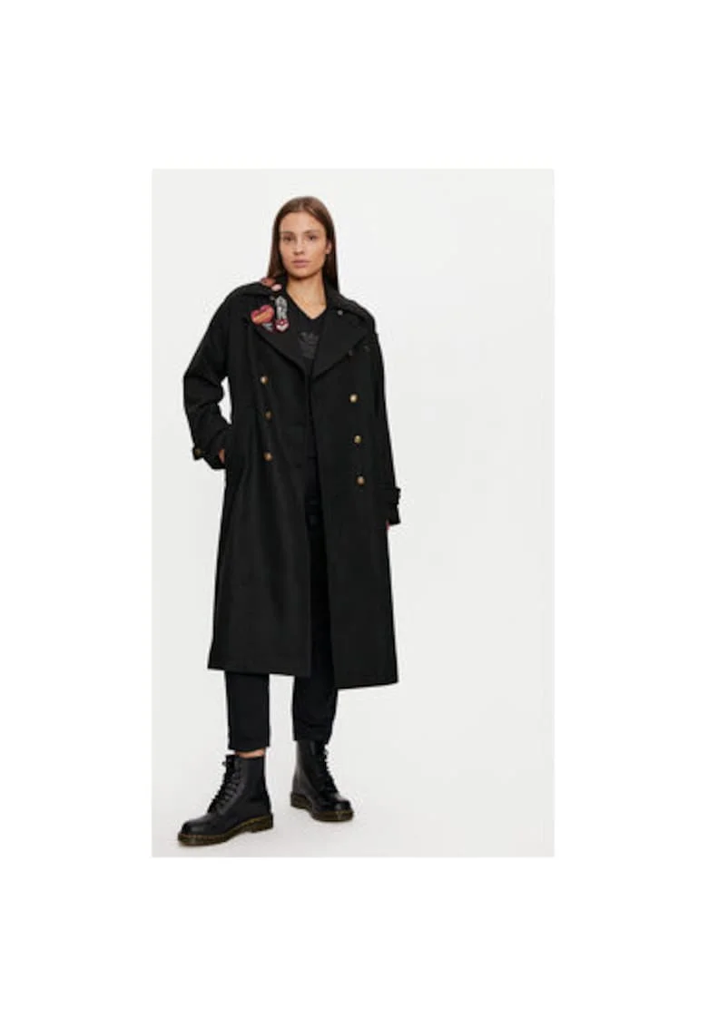 Palton dama,  304565182, Poliester, Negru, Negru