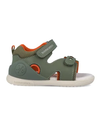 Sandale din piele cu varf decupat si garnituri din material textil, Portocaliu mandarina/Verde aquamarin/Alb murdar