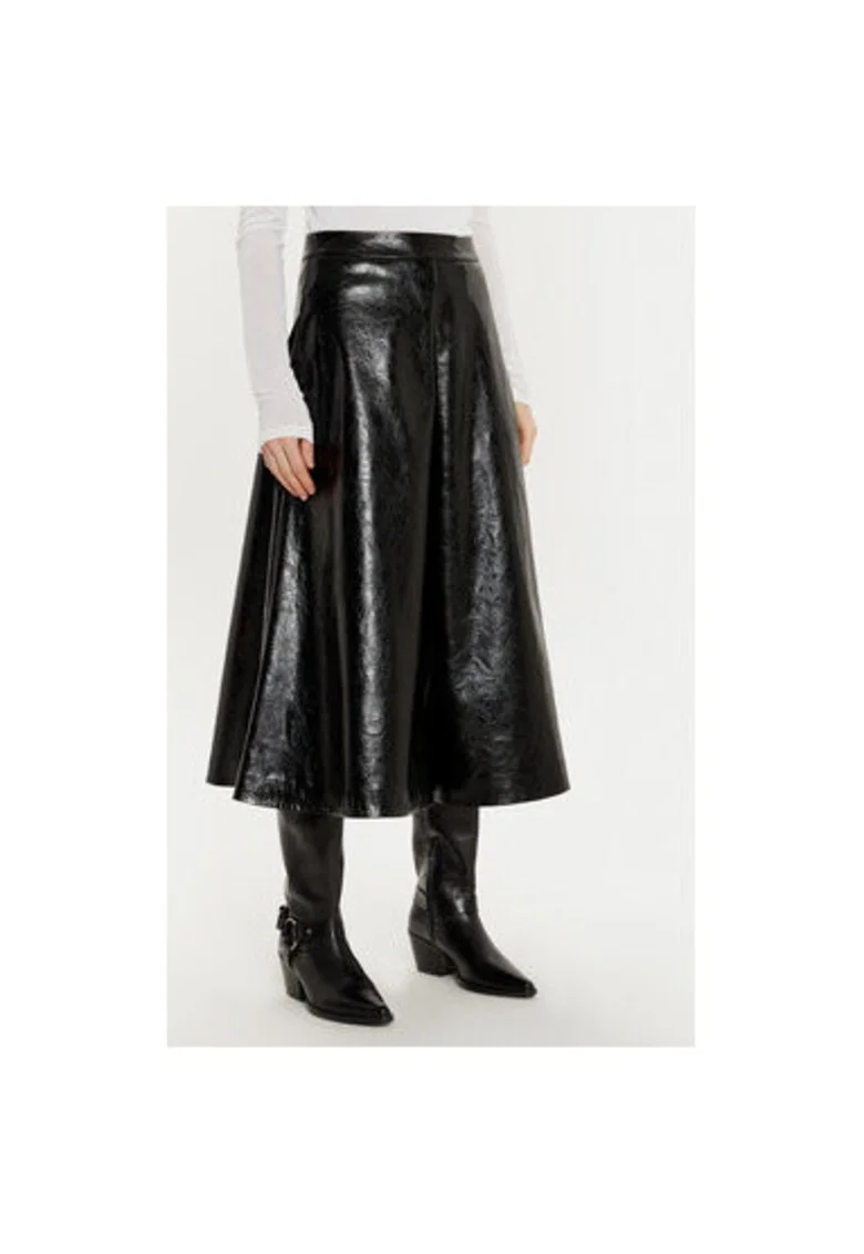 Fusta dama,  304295195, Piele ecologica, Negru, Negru