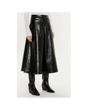 Fusta dama,  304295195, Piele ecologica, Negru, Negru