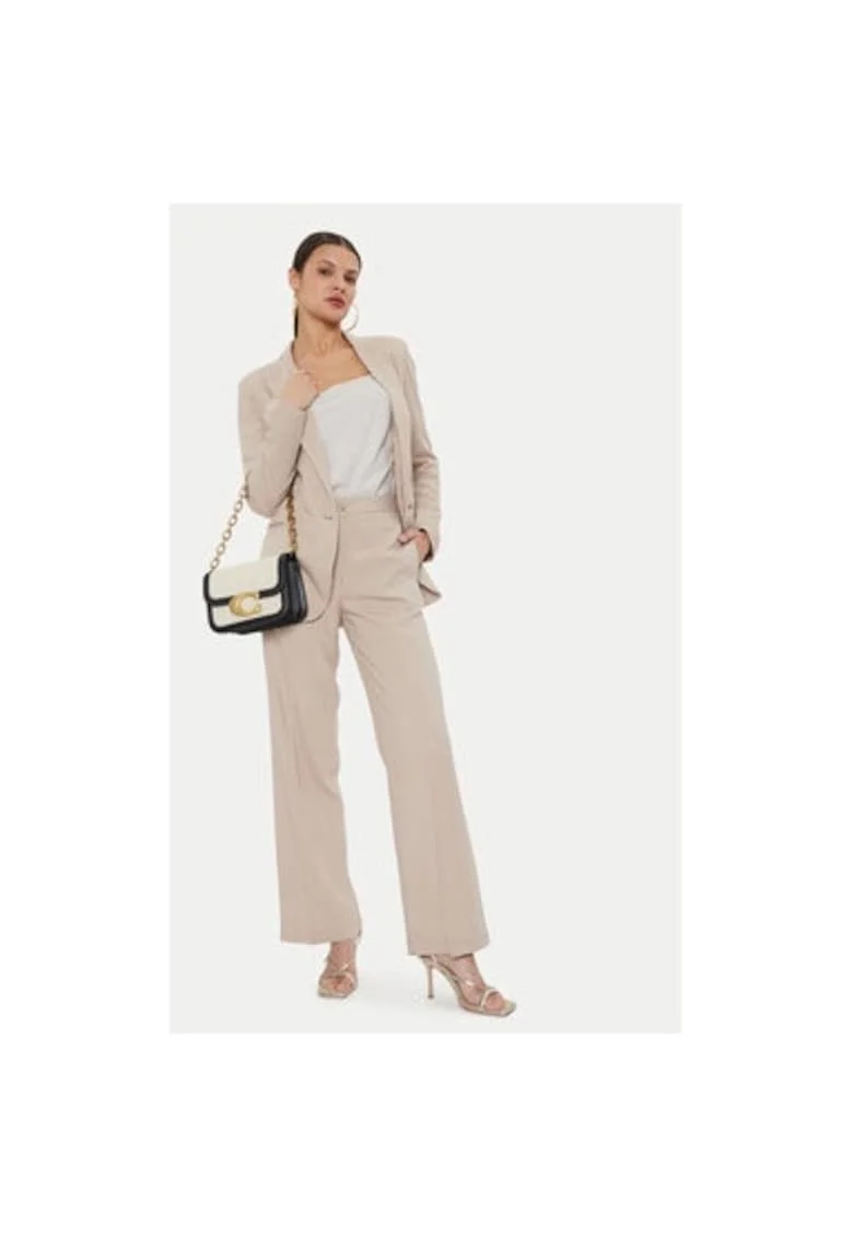 Pantaloni dama,  304549540, Viscoza/In, Bej, Bej