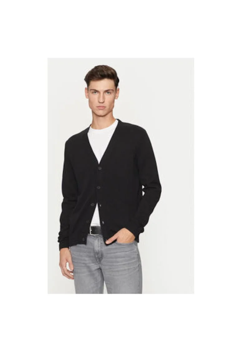 Cardigan barbati,  304400049, Bumbac, Negru, Negru