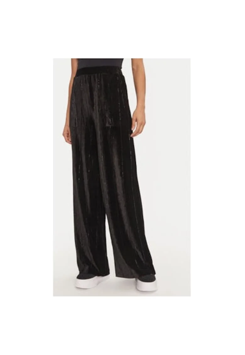 Pantaloni dama,  304449772, Poliester, Negru, Negru