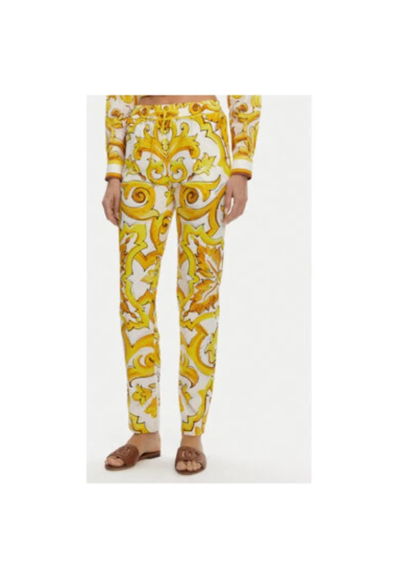 Pantaloni Dama,  305315533, Bumbac, Galben, Galben