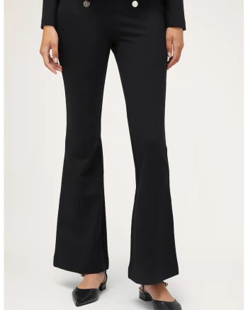Pantaloni evazati cu talie inalta, Negru