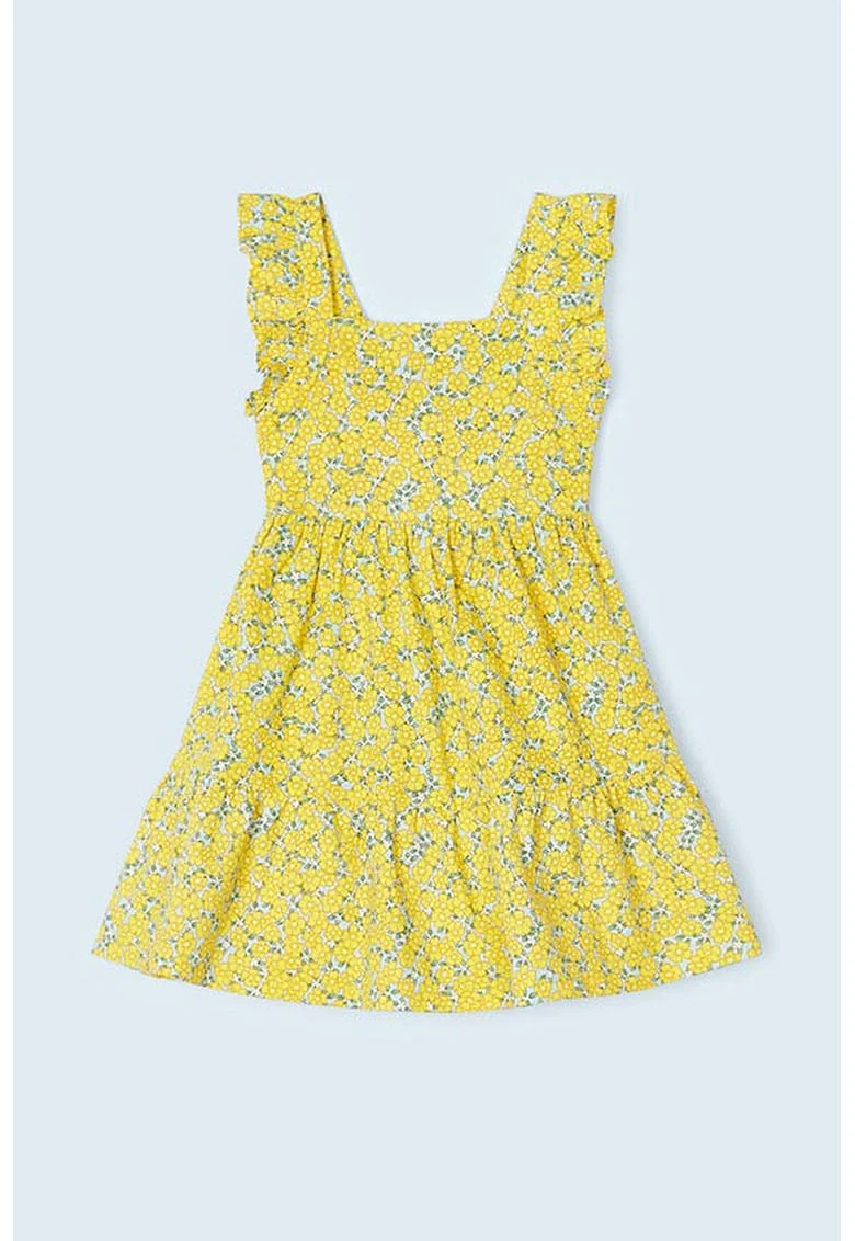 Rochie de bumbac cu imprimeu, Galben,
