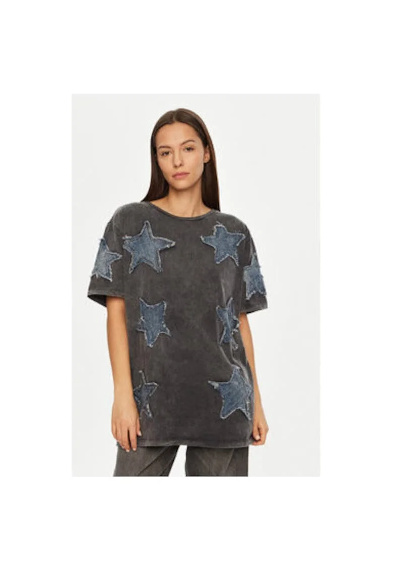 Tricou dama,  304604331, Bumbac, Gri, Gri