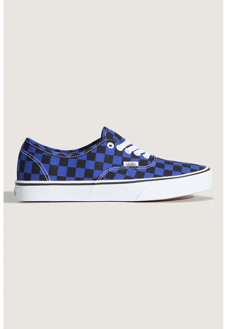 Tenisi unisex cu model in carouri Authentic, Negru/Albastru royal