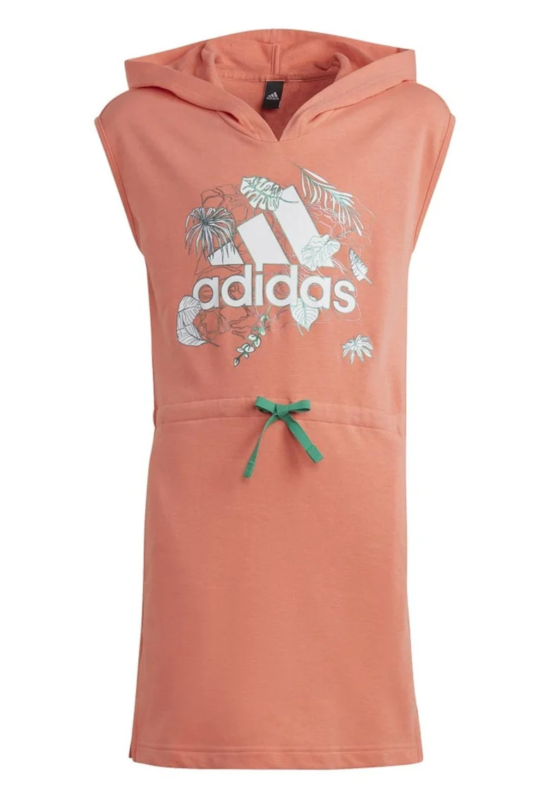Rochie fete, Adidas, Summerglam, design tropical, portocaliu, amestec de materiale reciclate,
