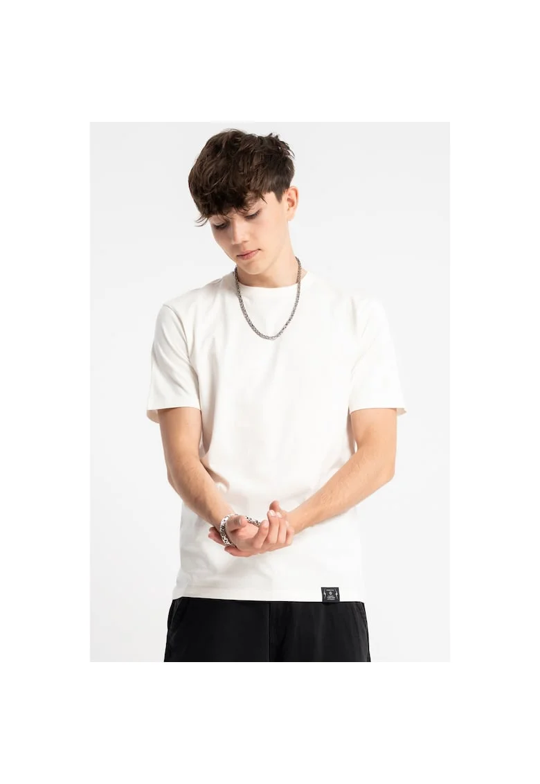 Tricou simplu cu decolteu rotund, Bej
