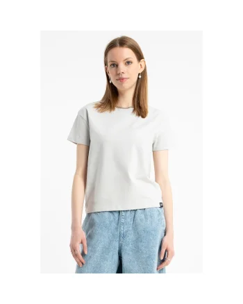 Tricou clasic cu guler rotund, Gri deschis