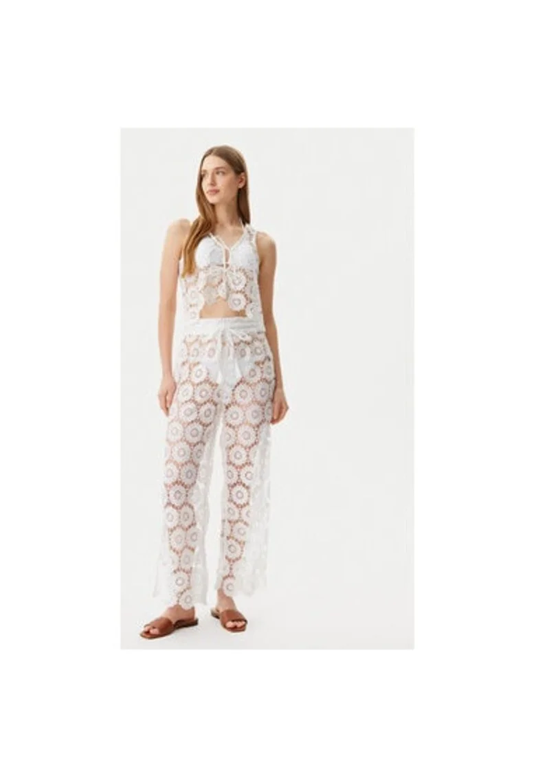 Pantaloni dama,  304991516, Poliester, Alb, Alb