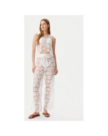 Pantaloni dama,  304991516, Poliester, Alb, Alb