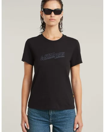 Tricou din bumbac organic cu logo, Negru/Albastru lavanda