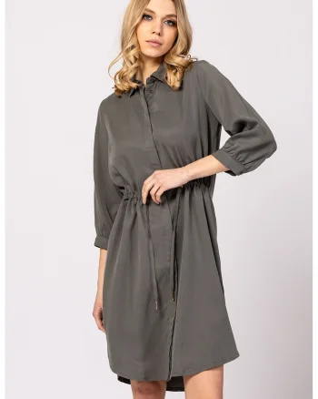 Rochie-camasa cu slituri laterale Villach, Verde inchis