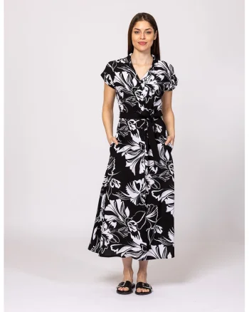 Rochie midi cu buzunare laterale Vernica, Negru/Alb optic