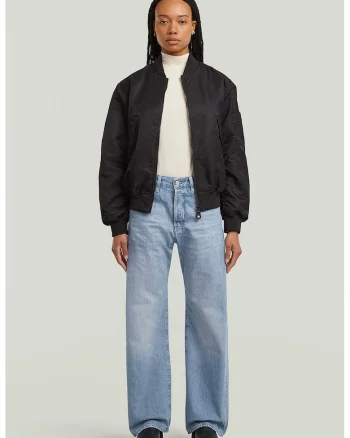 Blugi relaxed fit cu talie inalta, Albastru deschis