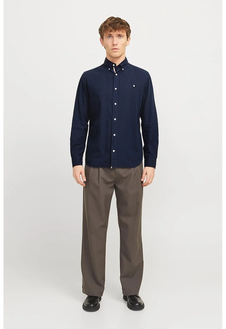 Camasa regular fit din amestec de in, Bleumarin