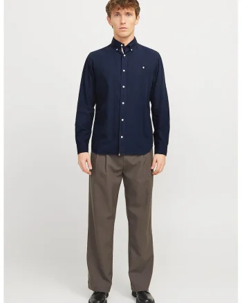 Camasa regular fit din amestec de in, Bleumarin