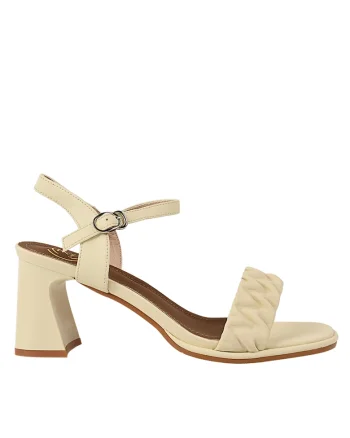 Sandale casual, dama,  49001 crem, piele ecologica, toc, Crem