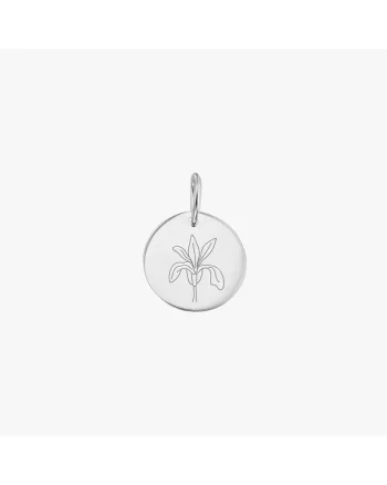 Pandantiv din aur alb Birth Flower - February Iris